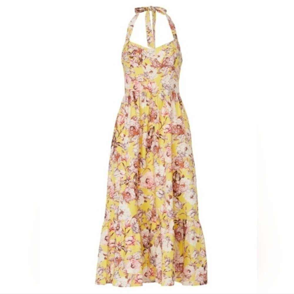 Bardot Labella yellow floral halter dress 4